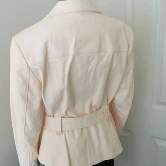 JACKET LEATHER White lined Elegant BGSD coat - Picture 5 of 8